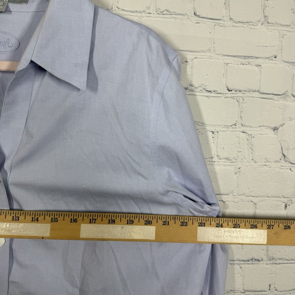 Foxcroft Non Iron Dress Shirt Women Size 18 Blue Office Career Business Top - Picture 8 of 12